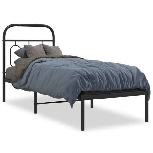 Metalni okvir za krevet s uzglavljem crni 75x190 cm - Crna 75 x 190 cm s uzglavljem Cijena