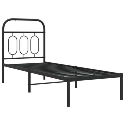 Metalni okvir za krevet s uzglavljem crni 75x190 cm - Crna 75 x 190 cm s uzglavljem Cijena