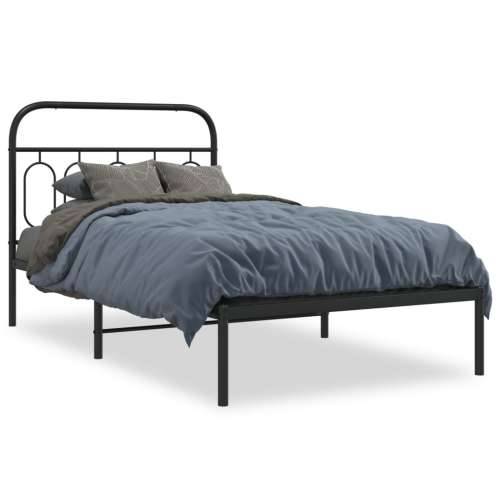 Metalni okvir za krevet s uzglavljem crni 100x190 cm - Crna 100 x 190 cm s uzglavljem Cijena