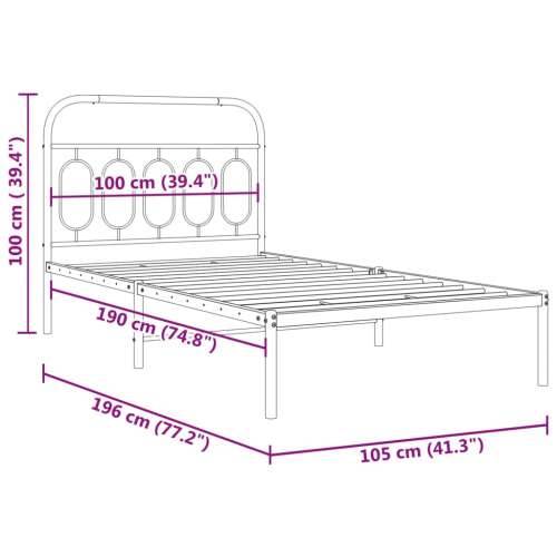 Metalni okvir za krevet s uzglavljem crni 100x190 cm - Crna 100 x 190 cm s uzglavljem Cijena