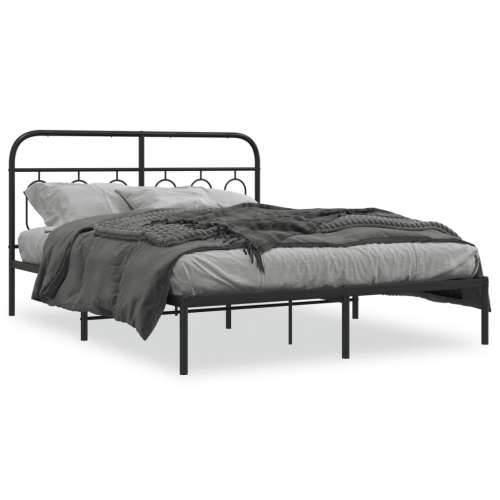 Metalni okvir za krevet s uzglavljem crni 140x200 cm - Crna 140 x 200 cm s uzglavljem Cijena