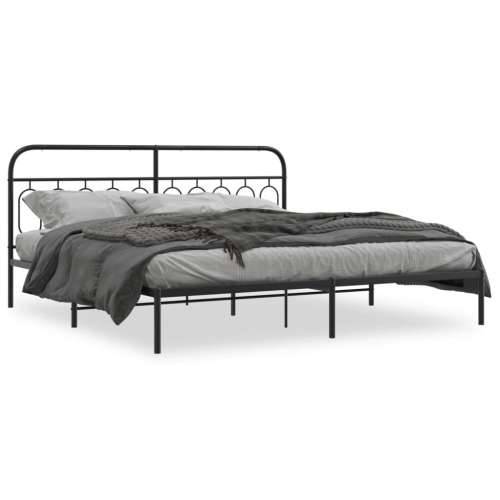 Metalni okvir za krevet s uzglavljem crni 200x200 cm - Crna 200 x 200 cm s uzglavljem Cijena