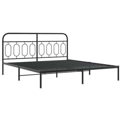 Metalni okvir krevet bez madraca s podnožjem crni 180x200 cm - Crna 180 x 200 cm s uzglavljem i podnožjem Cijena
