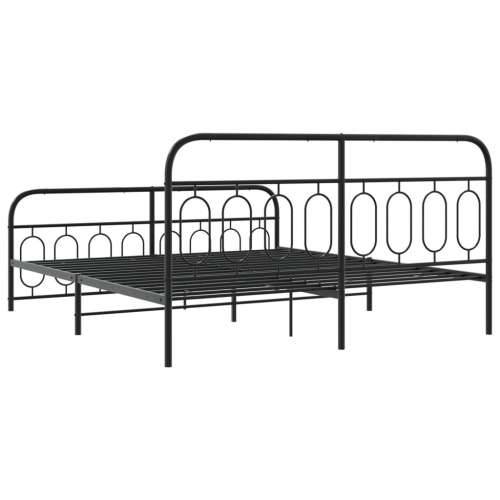Metalni okvir krevet bez madraca s podnožjem crni 180x200 cm - Crna 180 x 200 cm s uzglavljem i podnožjem Cijena