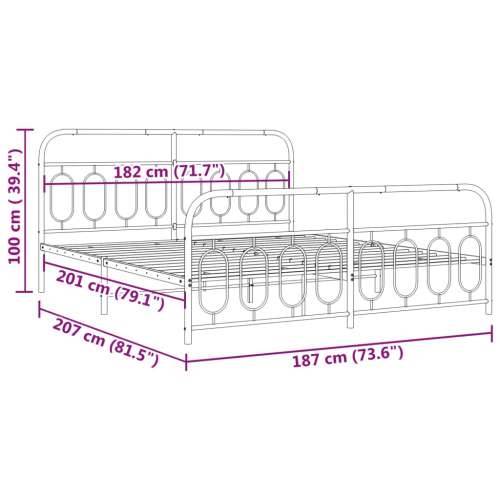 Metalni okvir krevet bez madraca s podnožjem crni 180x200 cm - Crna 180 x 200 cm s uzglavljem i podnožjem Cijena