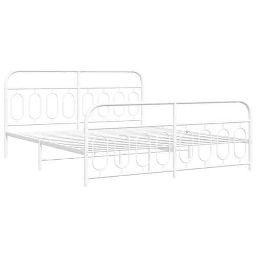 Metalni okvir kreveta uzglavlje i podnožje bijeli 160x200 cm - Bijela 160 x 200 cm s uzglavljem i podnožjem Cijena
