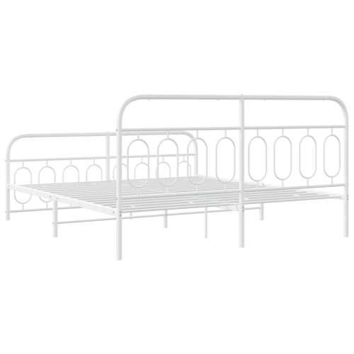 Metalni okvir kreveta uzglavlje i podnožje bijeli 160x200 cm - Bijela 160 x 200 cm s uzglavljem i podnožjem Cijena