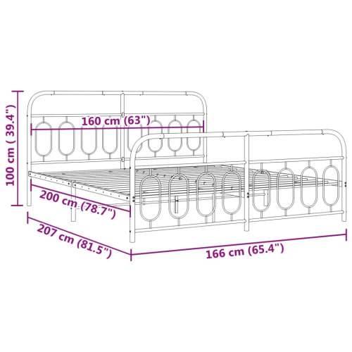 Metalni okvir kreveta uzglavlje i podnožje bijeli 160x200 cm - Bijela 160 x 200 cm s uzglavljem i podnožjem Cijena
