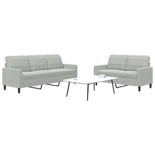2-dijelni set sofa s jastucima svjetlosivi baršunasti - Svjetlosiva Bez oslonca za noge Cijena