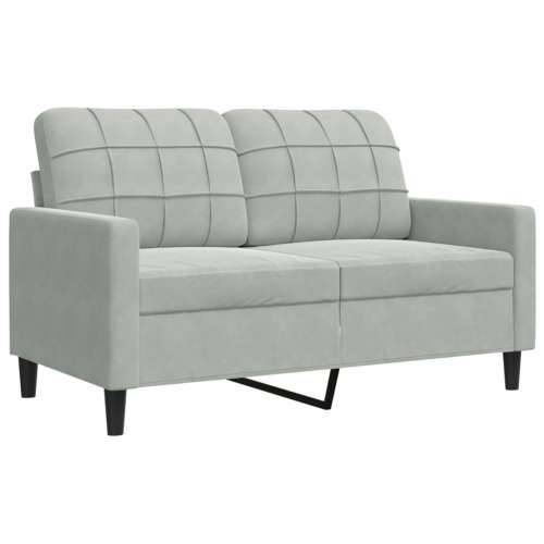 2-dijelni set sofa s jastucima svjetlosivi baršunasti - Svjetlosiva Bez oslonca za noge Cijena