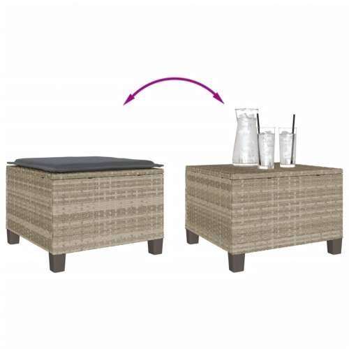 3-dijelni bistro set s jastucima svjetlosivi od poliratana - Svjetlosiva 1 Cijena