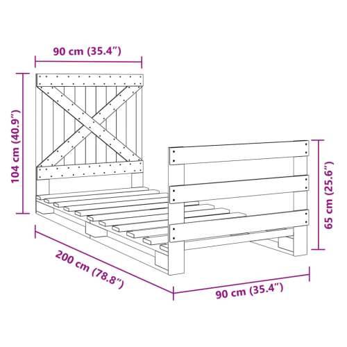 Okvir kreveta s uzglavljem 90 x 200 cm od masivne borovine - Prirodna 90 x 200 cm Ne with cross headboard & footboard Cijena