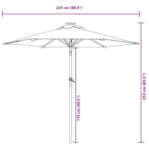 Vrtni suncobran s čeličnom šipkom zeleni 225 x 225 x 212 cm - Zelena 1 Cijena