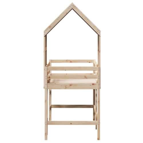Krevet na kat s ljestvama i krovom 90x190 cm od borovine - Prirodna 90 x 190 cm Cijena