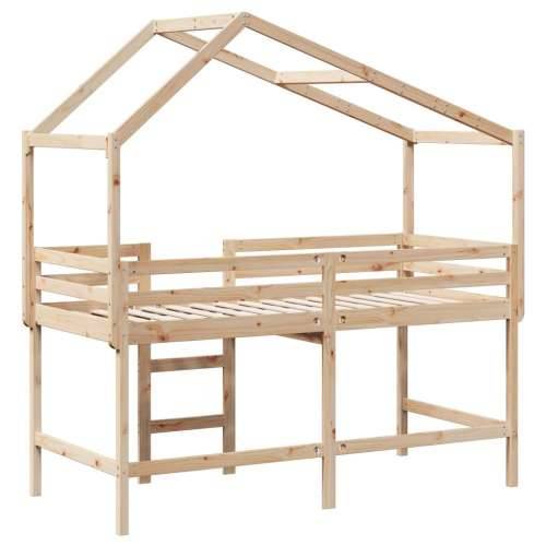 Krevet na kat s ljestvama i krovom 80x200 cm od borovine - Prirodna 80 x 200 cm Cijena