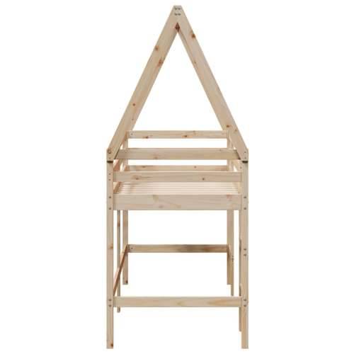 Krevet na kat s ljestvama i krovom 90x190 cm od borovine - Prirodna 90 x 190 cm Cijena