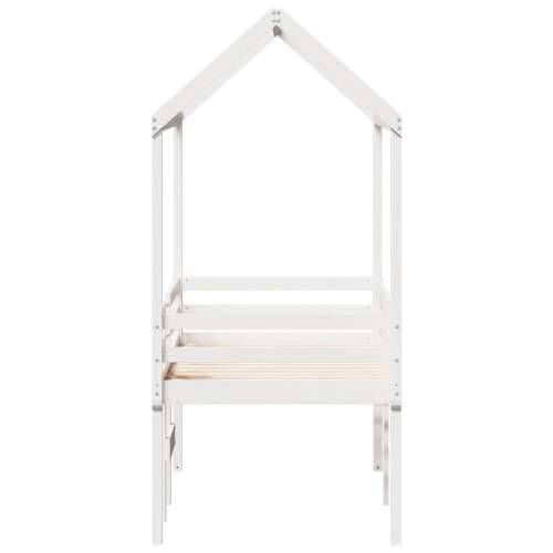 Visoki krevet s krovom bijeli 75 x 190 cm od masivne borovine - Bijela 75 x 190 cm Cijena