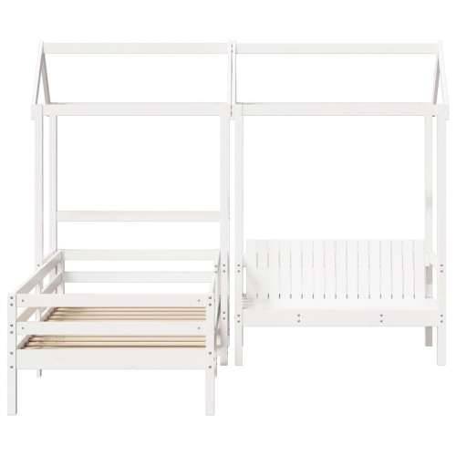 Set kreveta i klupe s krovom bijeli 90 x 200 cm borovina - Bijela 90 x 200 cm Cijena