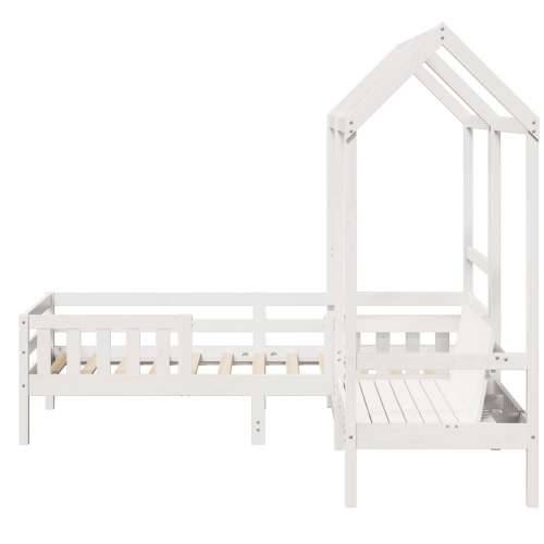Set kreveta i klupe s krovom bijeli 90 x 200 cm borovina - Bijela 90 x 200 cm Cijena