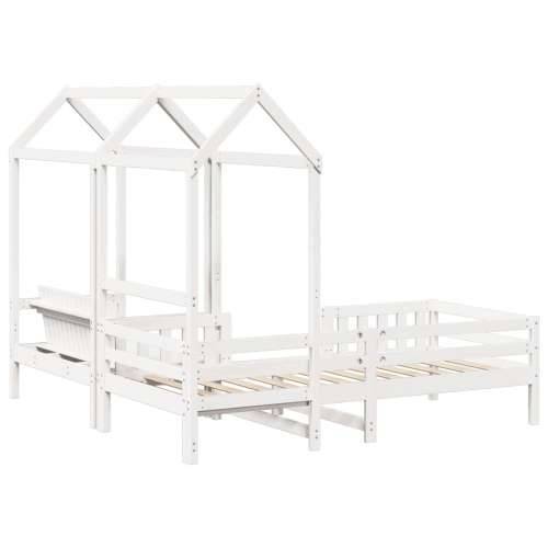 Set kreveta i klupe s krovom bijeli 90 x 200 cm borovina - Bijela 90 x 200 cm Cijena