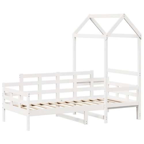 Dnevni krevet s krovom bez madraca bijeli 80x200cm masivno drvo - Bijela 80 x 200 cm Cijena