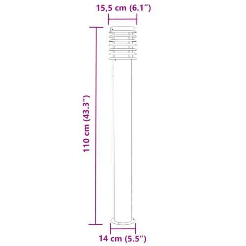 Vanjske podne svjetiljke sa utičnicom 3 kom srebrne 110cm čelik - Srebrno 3 1 s izlazom Cijena