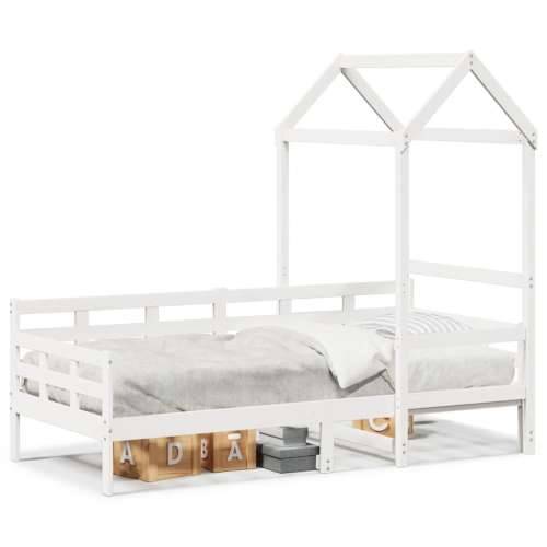 Dnevni krevet s krovom bijeli 90 x 190 cm od masivne borovine Bijela 90 x 190 cm Cijena