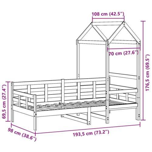 Dnevni krevet s krovom bijeli 90 x 190 cm od masivne borovine Bijela 90 x 190 cm Cijena