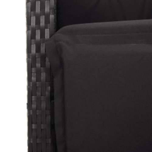 Vrtna garnitura - 7-dijelni vrtni blagovaonski set s jastucima crni od poliratana - 160 x 80 x 74 cm Sa naslonom za noge 6 Cijena