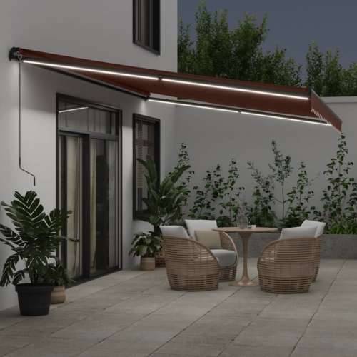 Tenda na ručno uvlačenje s LED smeđa 500 x 300 cm - Smeđa 500 x 300 cm 1 Cijena