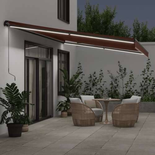 Tenda na ručno uvlačenje s LED smeđa 600 x 300 cm - Smeđa 600 x 300 cm 1 Cijena