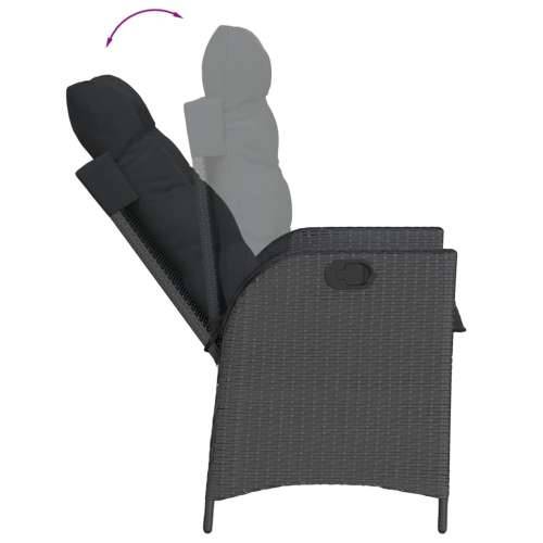 Vrtna garnitura - 9-dijelni vrtni blagovaonski set s jastucima crni od poliratana - Crna 190 x 90 x 75 cm Bez naslona za noge 8 Cijena
