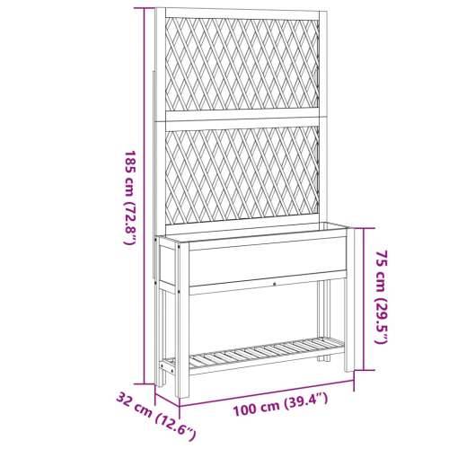 Sadilica s rešetkom i policom 100 x 32 x 185 cm od drva bagrema - 100 x 32 x 185 cm 1 Cijena