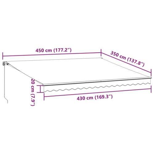 Tenda na ručno uvlačenje s LED svjetlima smeđa 450 x 350 cm - Smeđa 450 x 350 cm 1 Cijena