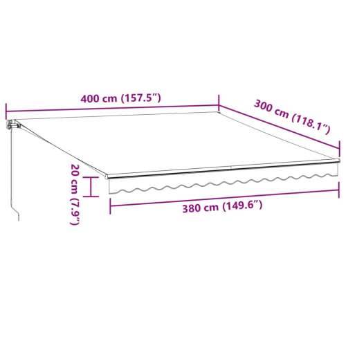 Tenda na ručno uvlačenje antracit i bijela 400 x 300 cm Cijena