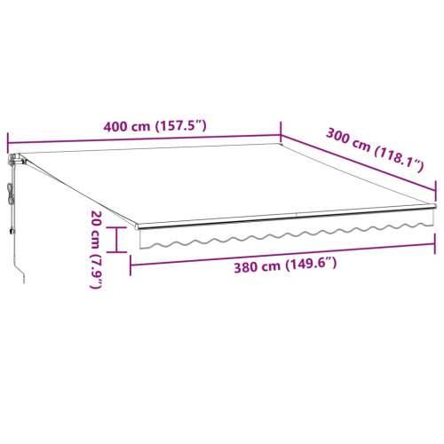 Tenda na automatsko uvlačenje antracit i bijela 400 x 300 cm Cijena