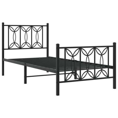 Metalni okvir kreveta uzglavlje i podnožje crni 90x190 cm - Crna 90 x 190 cm s uzglavljem i podnožjem Cijena