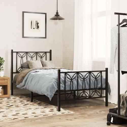 Metalni okvir kreveta uzglavlje i podnožje crni 90x190 cm - Crna 90 x 190 cm s uzglavljem i podnožjem Cijena