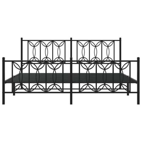 Metalni okvir krevet bez madraca s podnožjem crni 180x200 cm - Crna 180 x 200 cm s uzglavljem i podnožjem Cijena