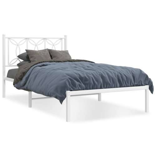 Metalni okvir za krevet s uzglavljem bijeli 107x203 cm - Bijela 107 x 203 cm s uzglavljem Cijena