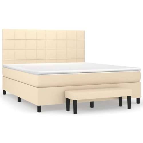 Krevet s oprugama i madracem krem 180x200 cm od tkanine - Krema 180 x 200 cm Blok s kvadratima Cijena