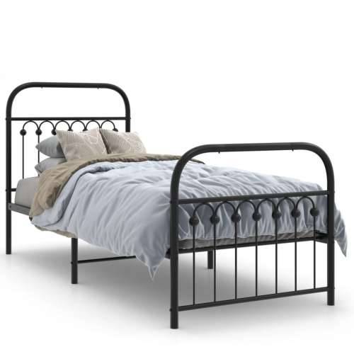 Metalni okvir kreveta uzglavlje i podnožje crni 80x200 cm - Crna 80 x 200 cm s uzglavljem i podnožjem Cijena