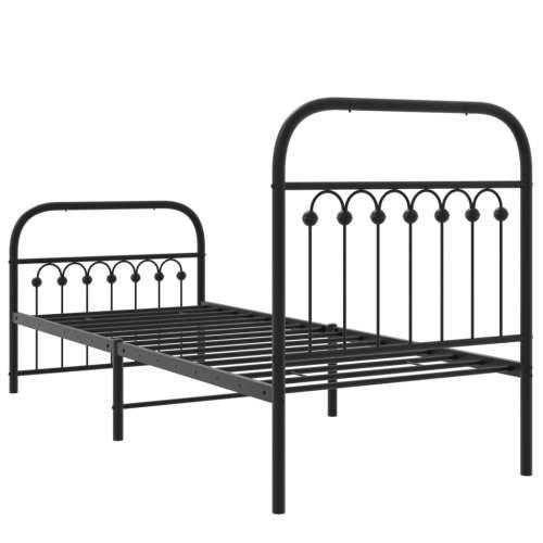 Metalni okvir kreveta uzglavlje i podnožje crni 80x200 cm - Crna 80 x 200 cm s uzglavljem i podnožjem Cijena