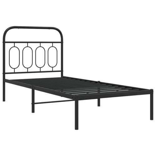 Metalni okvir za krevet s uzglavljem crni 90x190 cm - Crna 90 x 190 cm s uzglavljem Cijena