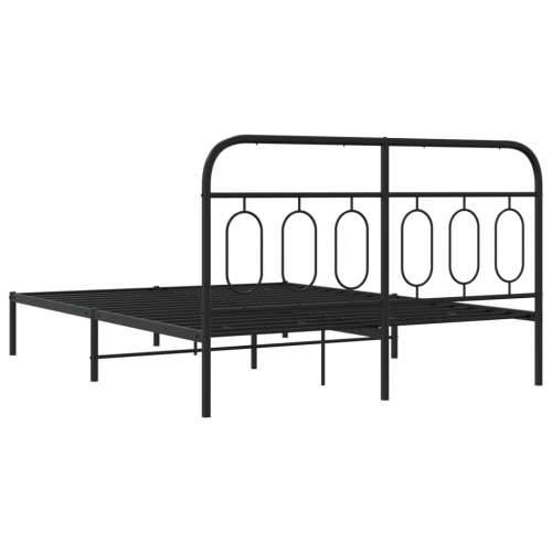 Metalni okvir za krevet s uzglavljem crni 135x190 cm - Crna 135 x 190 cm s uzglavljem Cijena