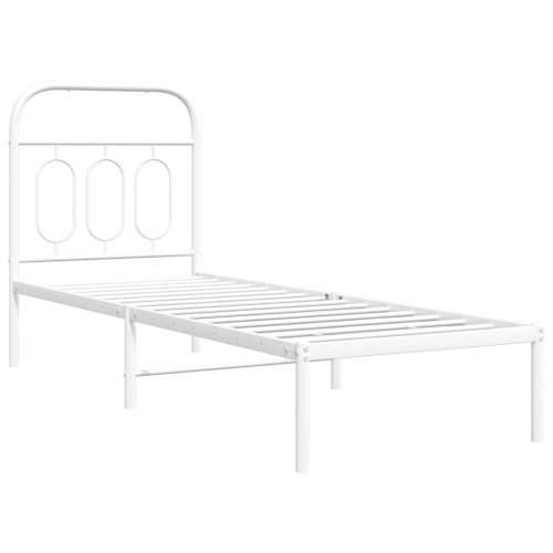 Metalni okvir krevet bez madraca s uzglavljem bijeli 75x190 cm - Bijela 75 x 190 cm s uzglavljem Cijena