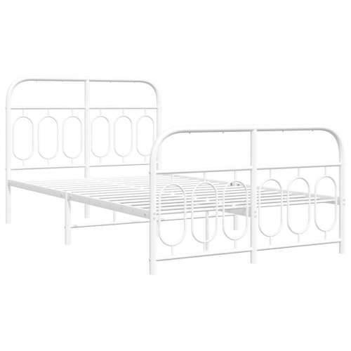Metalni okvir kreveta uzglavlje i podnožje bijeli 120x200 cm - Bijela 120 x 200 cm s uzglavljem i podnožjem Cijena