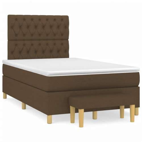 Krevet box spring s madracem tamnosmeđi 120 x 190 cm od tkanine - Tamno smeđa 120 x 190 cm Dizajn s gumbima Cijena