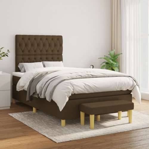 Krevet box spring s madracem tamnosmeđi 120 x 190 cm od tkanine - Tamno smeđa 120 x 190 cm Dizajn s gumbima Cijena