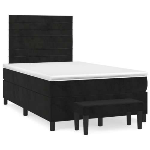 Krevet box spring s madracem crni 120 x 190 cm baršunasti - Crna 120 x 190 cm vodoravne pruge Cijena